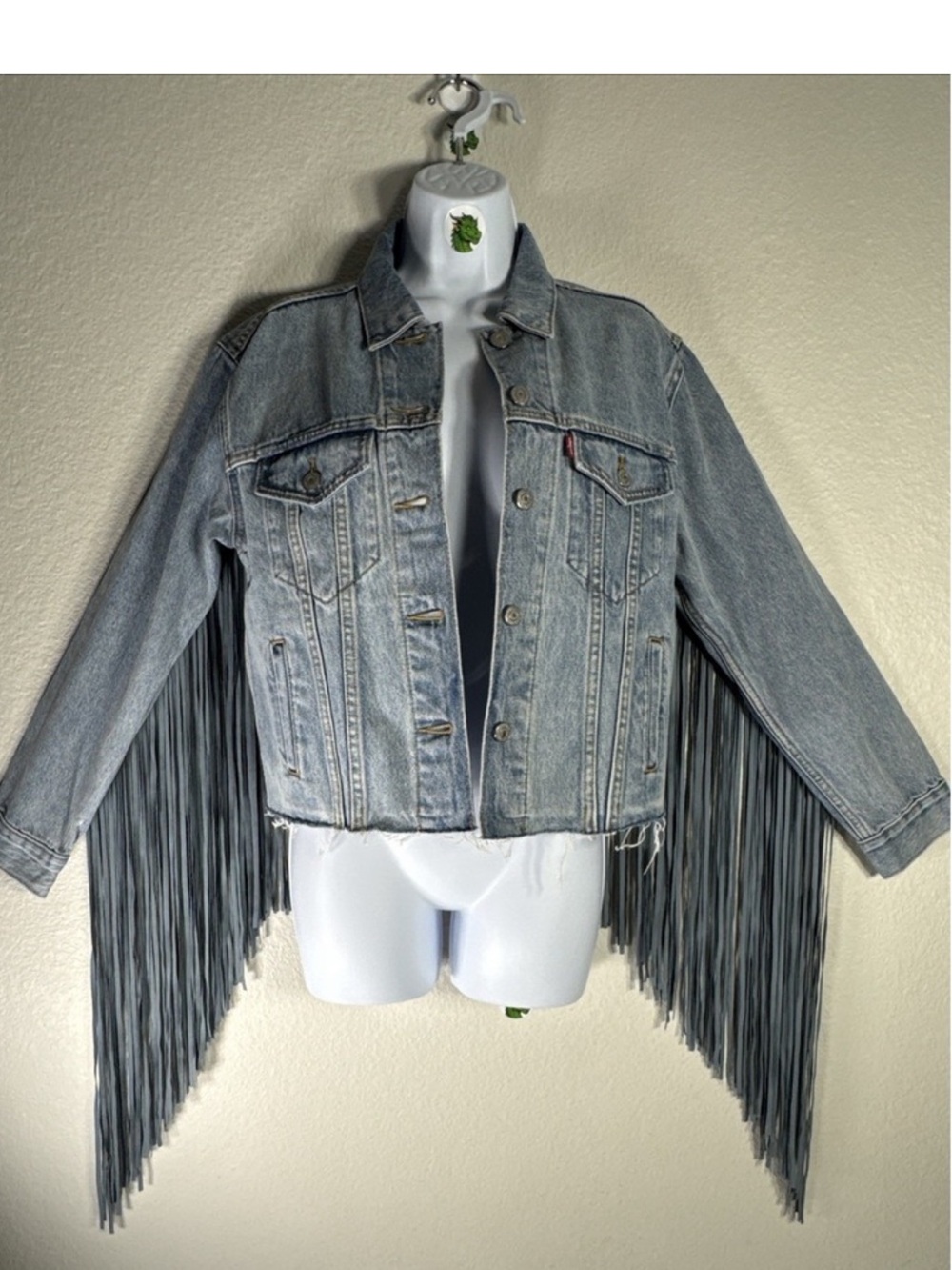 Levi's Light Blue Denim Fringe Jacket